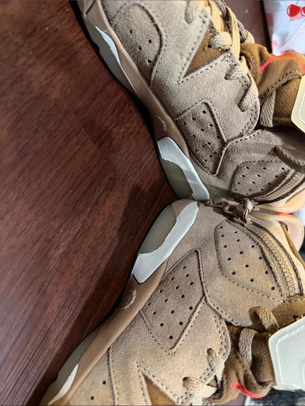 Jordan Kids Tan Suede Sneakers with Pink Jumpman